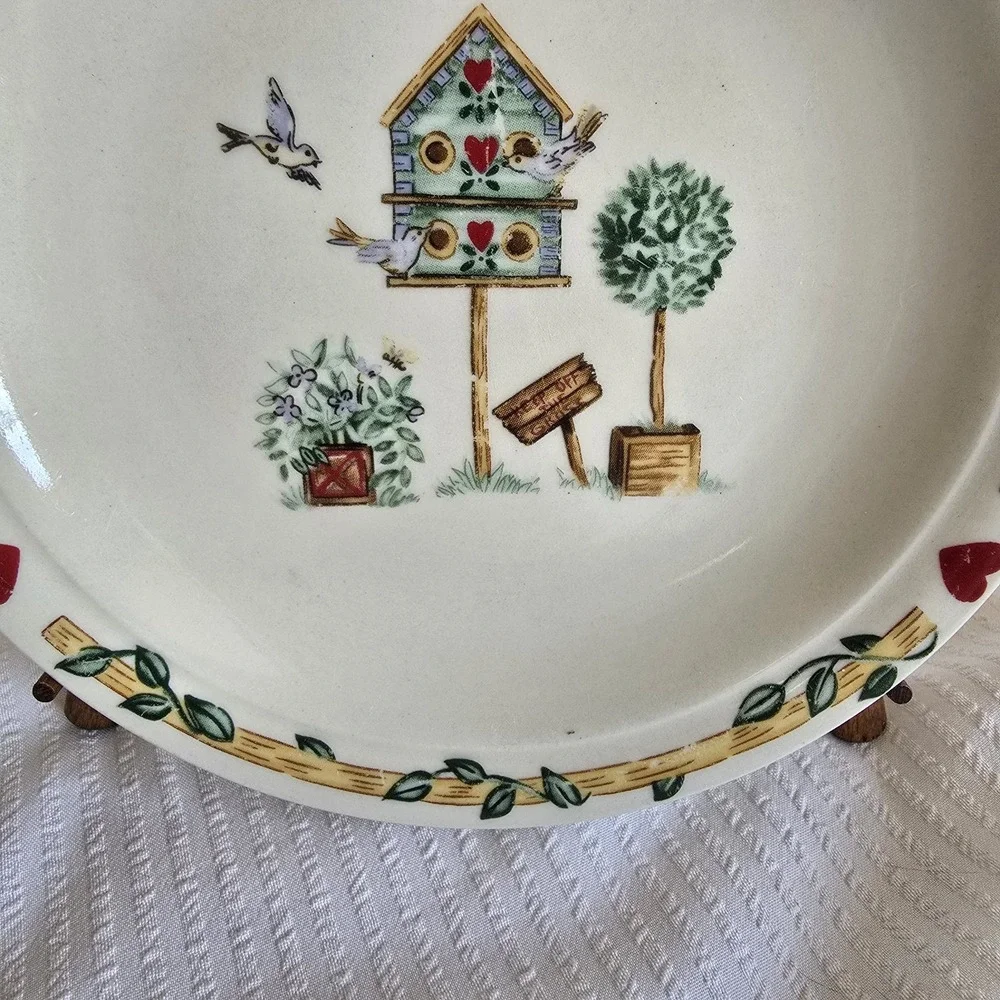 Vintage Thompson Pottery Birdhouse Cottage Core Side Plate